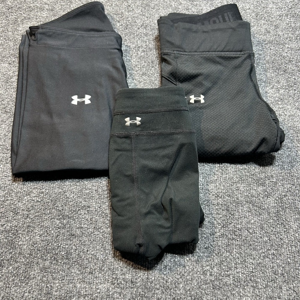 Under Armour Womens Workout Active Leggings Capri Lot Of 3 Size Medium Black